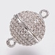 Brass Micro Pave Cubic Zirconia Magnetic Clasps with Loops ZIRC-F083-109-RS-2