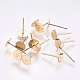 304 Stainless Steel Stud Earring Findings, Real 24K Gold Plated, 12x6mm, Pin: 0.68mm