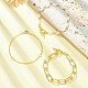 3Pcs 3 Style Aluminium Paperclip & Brass Curb & Imitation Pearl Acrylic Beaded Link Chain Bracelets Set BJEW-FS0001-08-5