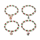 Set di braccialetti elastici con perline di vetro stile 4 pz 4 BJEW-JB09342-1