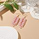 Orecchini pendenti con perline in vetro a forma di fiore di tromba e imitazione di perle EJEW-JE05100-02-3