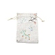 ダイアブルメントフォートパッキングポーチ巾着袋  ギフトバッグ  花柄の長方形  リネン  13x9.5x0.3cm ABAG-TAC0008-01-1