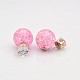 Acrylic Crackle Ball Double Sided Ear Studs X-EJEW-O007-G06A-3