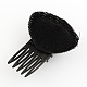 ふわふわスタイリングヘアツール前髪スティックナイロン王女の頭髪  プラスチック毛の櫛と  ブラック  85x71x18mm OHAR-R095-06-3
