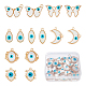 SUPERFINDINGS 28Pcs 7 Styles Evil Eye Charms Alloy Resin Enamel Pendants Charms Light Gold Butterfly Hamsa Hand Moon Pendants Charms for Earrings Necklaces Bracelets Jewelry Making FIND-FH0007-01-1