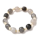 Bracelets extensibles en perles naturelles et quartz nuageux BJEW-C051-13-1