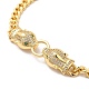 Cubic Zirconia Double Kylin Link Bracelet wth Brass Curb Chains for Men Women KK-H434-08G-2