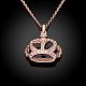 Rose Gold Plated Tin Alloy Crown Pendant Necklaces NJEW-BB02209-2