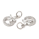 Rack Plating Brass Pave Clear Cubic Zirconia Ring Charms with Flower KK-Z026-09P-2
