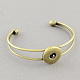 Brass Cuff Bangles Components for Snap Button Making MAK-S001-SZ017AB-1