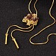 Flower Long Adjustable Alloy Rhinestone Lariat Necklaces NJEW-F193-G02-G-1