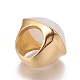 イオンプレーティング（ip）304ステンレスフィンガー指輪  ファセットガラス付き  ゴールドカラー  乳白色  サイズ6~9  16~19mm RJEW-E157-35G-02-2