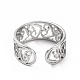 304 Stainless Steel Hollow Out Heart Open Cuff Ring for Women RJEW-C053-06P-3