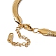 Bracelet à maillons coeur en émail noir avec chaînes serpent plates BJEW-P284-07G-4