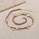 Двухслойные ожерелья из натурального лепидолита и жемчуга NJEW-G121-01G-4