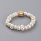 Anillos elásticos naturales de perlas cultivadas de agua dulce RJEW-JR00296-01-3