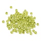 フロストシルバーの裏地付きガラスシードビーズ  丸い穴  ラウンド  黄緑  3x2mm  穴：1mm  787個/袋 GLAA-Q096-02C-1