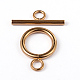 Ionenbeschichtung (IP) 304 Edelstahl-Knebelverschlüsse, Ring, golden, Ring: 19x14x2 mm, Bar: 20x7x2 mm, Bohrung: 3 mm