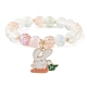 2Pcs 2 Style Easter Theme Glass & Shell Pearl Beaded Stretch Bracelets Set BJEW-TA00304-2