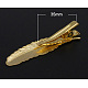 アイアン製フラットダッカールクリップパーツ  真鍮の葉のトレイ付き  ゴールドカラー  53x12x10mm X-PHAR-B013-G-2