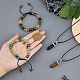 Fibloom – colliers à pendentif en forme de balle avec pierres précieuses naturelles mélangées et bracelet de perles tressées SJEW-FI0001-12-3