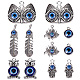 SUNNYCLUE 1 Box 30Pcs Gothic Charms Evil Eye Charms Hand of Fatima Lucky Charm Magic Owl Rhinestone Charm Tibetan Retro Style Cat Feather Charms for Jewelry Making Charm Necklace Earrings DIY Craft FIND-SC0003-85-1