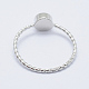 天然石ドゥルージー瑪瑙指輪  真鍮パーツ  サイズ8  銀色のメッキ  虹メッキ  18mm RJEW-L079-D04-S-2