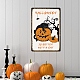 Creatcabin Plaque en métal pour Halloween - Décoration murale amusante à suspendre - Chat noir - Araignée - Citrouille - Plaques de peinture rétro avec citations pour fête AJEW-WH0157-600-5