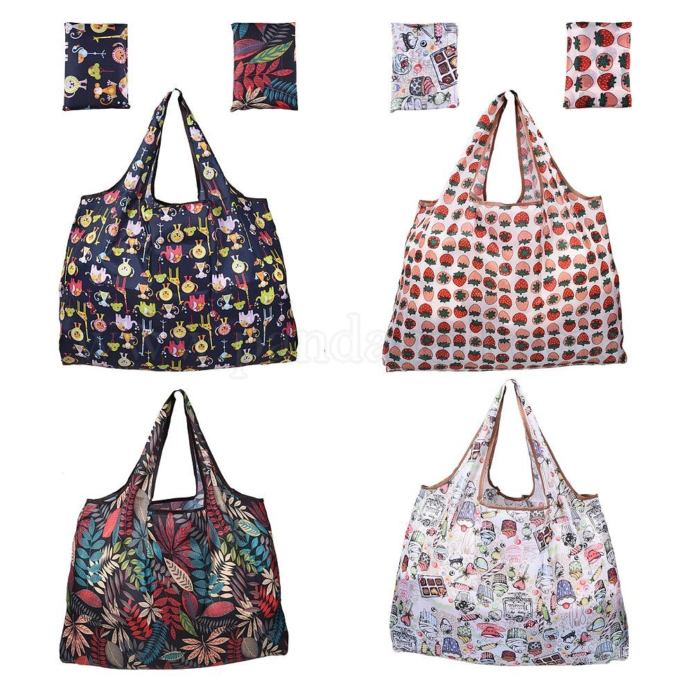 Wholesale 4Pcs 4 Styles Foldable EcoFriendly Nylon Grocery Bags