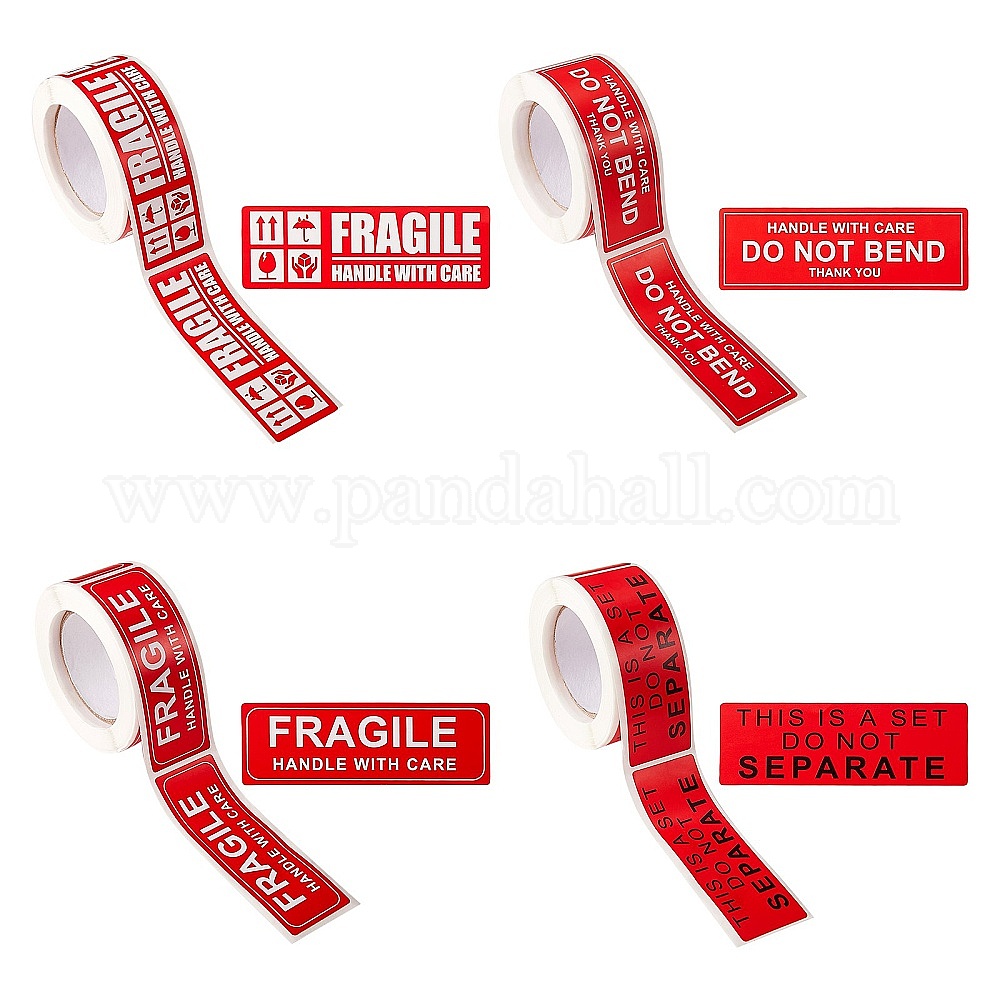 Wholesale 4Roll 4 Style SelfAdhesive Paper Warning Tag Stickers