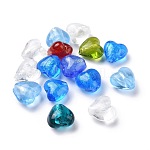 Perles en verre d'argent feuille manuelles, cœur, couleur mixte, 12x12x8mm, Trou: 2mm