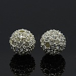 Legierung Strass Perlen, Klasse A, Runde, silberfarben plattiert, Kristall, 12 mm, Bohrung: 2 mm