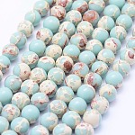 Brins de perles de jaspe impérial synthétiques, ronde, aigue-marine, 8~8.5mm, Trou: 1mm, Environ 49 pcs/chapelet, 15.7 pouce (40 cm)