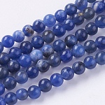 Natural Sodalite Beads Strands, Round, 4mm, Hole: 1mm, about 48pcs/strand, 7.6 inch
