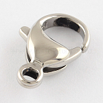 Polished 316 Surgical Stainless Steel Lobster Claw Clasps, Stainless Steel Color, 20x13x5.5mm, Hole: 3mm