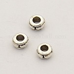 Perles intercalaires en alliage rondelle argent antique, 4x2mm, Trou: 1mm