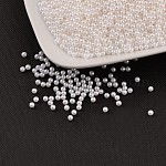 Sin agujero abs imitación de perlas de plástico redondo perlas, teñido, blanco, 3mm, aproximamente 10000 unidades / bolsa