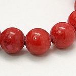 Natural Mashan Jade Round Beads Strands, Dyed, FireBrick, 6mm, Hole: 1mm, about 69pcs/strand, 15.7 inch