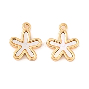 Подвески-цветы из латуни из натуральной пресноводной ракушки KK-S389-04G