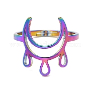 Ионное покрытие (ip) 304 регулируемое кольцо в виде полумесяца из нержавеющей стали для женщин RJEW-M149-11RC