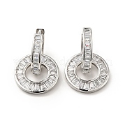 Серьги-кольца с двойным кольцом из прозрачного кубического циркония EJEW-F288-12P