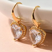 Латунь кубического циркония болтающийся серьги EJEW-M048-06G