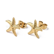 Ion Plating(IP) 304 Stainless Steel Starfish Stud Earrings for Women EJEW-I285-06G