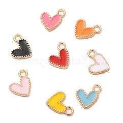 Lega di fascini dello smalto, charms cuore, oro, colore misto, 10x9x1.2mm, Foro: 1.5 mm