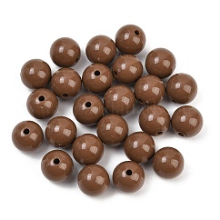 Abalorios acrílicos opacos, redondo, camello, 16x15mm, agujero: 2.8 mm, aproximamente 220 unidades / 500 g