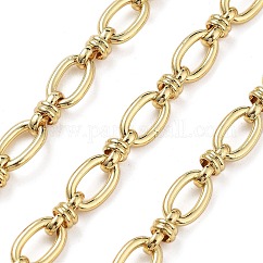 Catene a maglie ovali in ottone placcato cremagliera, senza saldatura, con la bobina, placcato di lunga durata,  cadmio& piombo libero, vero placcato oro 18k, 10x6x1.5mm