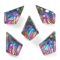 Colgantes de rhinestone de vidrio en relieve, facetados, cometa, volcán, 13x8x4mm, agujero: 1.2 mm