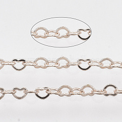 Cadenas de eslabones de latón, soldada, Sin cadmio y níque y plomo, con carrete, oro rosa, 1.4x2x0.2mm, aproximadamente 9.84 pie (3 m) / rollo