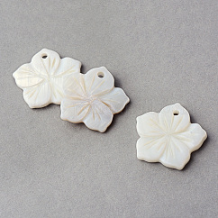 Pendientes de concha de mar, flor, blanco cremoso, 21~21.5x22~22.5x2~3mm, agujero: 2 mm