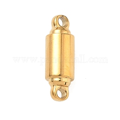 Chiusure magnetiche in acciaio inox 304, con i loop, colonna, oro, 12x4mm, Foro: 1.2 mm